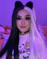 Half Black Half White Synthetic Lace Front Wig WW200