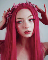 Hot Pink Synthetic Lace Front Wig WT088
