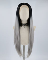 Ombre Grey Long Straight Synthetic Lace Front Wig WT022