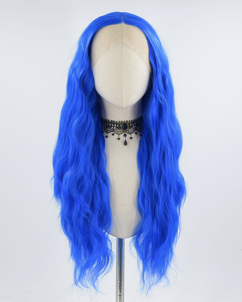 Blue Curly Synthetic Lace Front Wig WW355