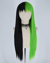 Half Black Half Green Synthetic Wig HW107