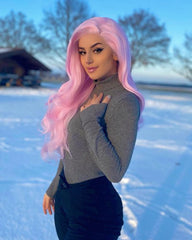 Glow in the Dark Wig Pink Lace Front Wig WT109