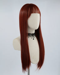 Long Wine Red Straight Synthetic Wig HW215