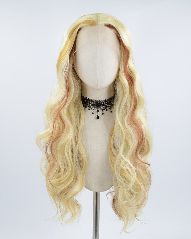 Mixed Blonde Wavy Synthetic Lace Front Wig WW497