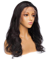 13*6 Natural Black Body Wavy Human Hair Wig HT027