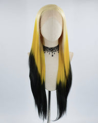 Blonde Yellow Ombre Black Synthetic Lace Front Wig WW407