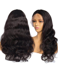 13*6 Natural Black Body Wavy Human Hair Wig HT027