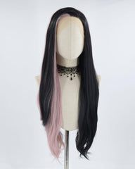 Half Pink Half Black Synthetic Lace Front Wig WT212