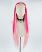 Pink Streaked Synthetic Lace Front Wig WW383