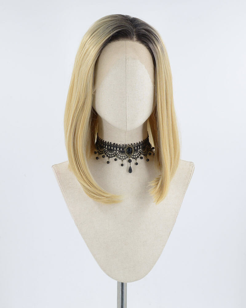 Short Ombre Blonde Synthetic Lace Front Wig WT026