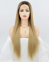 Straight Blonde Synthetic Lace Front Wig WT077