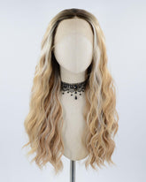 Ombre Blonde Brown Curly Synthetic Lace Front Wig WW373