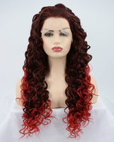 Ombre Red Synthetic Lace Front Wig WW119