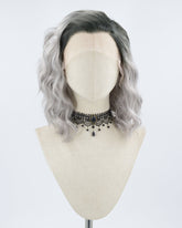 Ombre Gray Curly Synthetic Lace Front Wig WW009
