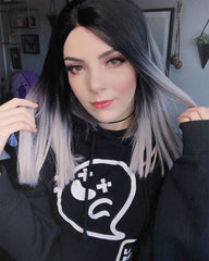 Ombre Grey Short Bob Synthetic Lace Front Wigs WT018