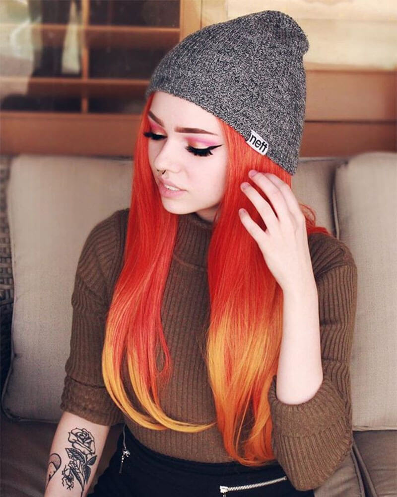 Mixed Orange Synthetic Lace Front Wig WW012