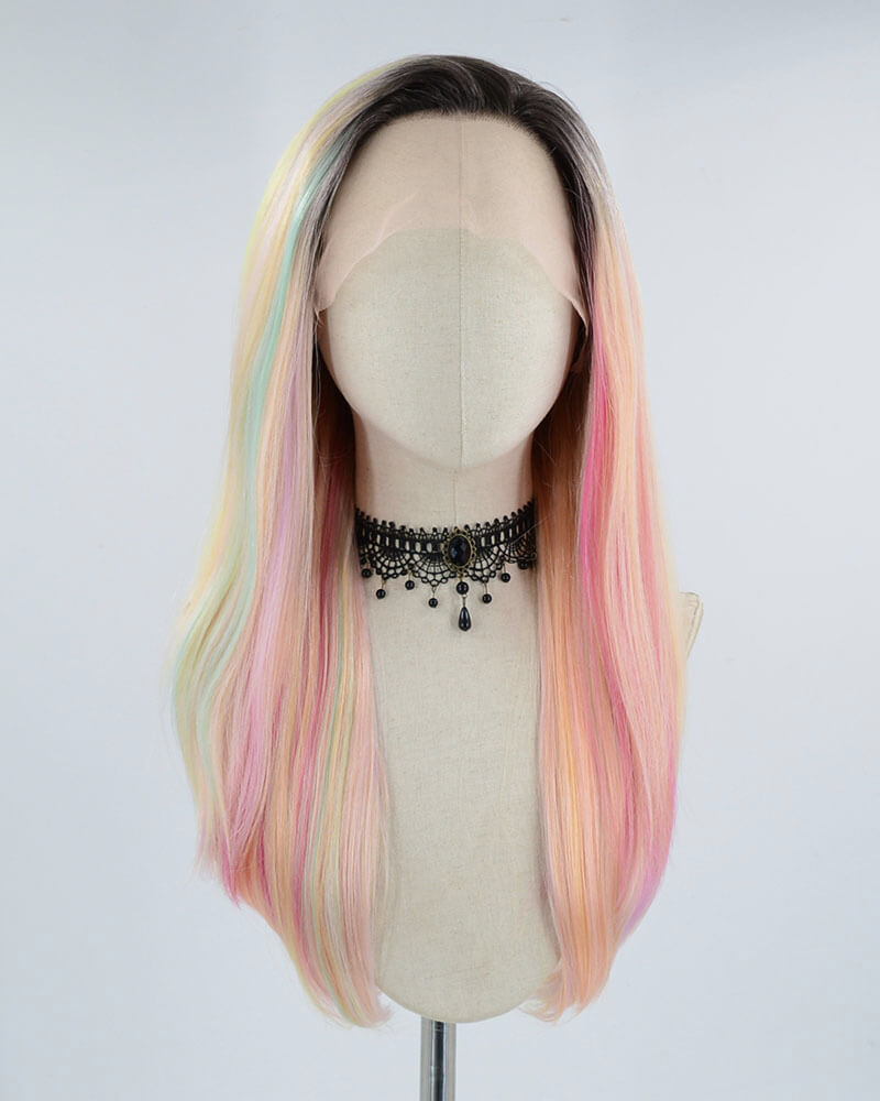 Colorful Rainbow Synthetic Lace Front Wig WW399