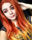 Mixed Orange Ombre Synthetic Lace Front Wig WW012