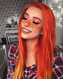 Mixed Orange Synthetic Lace Front Wig WW012