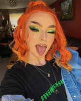 Short Curly Orange Synthetic Lace Front Wig WW016