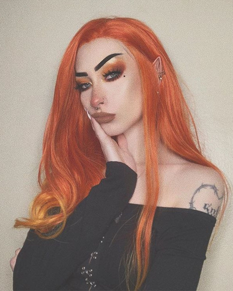 Mixed Orange Synthetic Lace Front Wig WW012