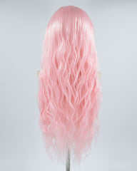 Long Pink Curly Synthetic Lace Front Wig WW389