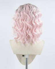 Ombre Pink Short Curly Synthetic Lace Front Wig WW365
