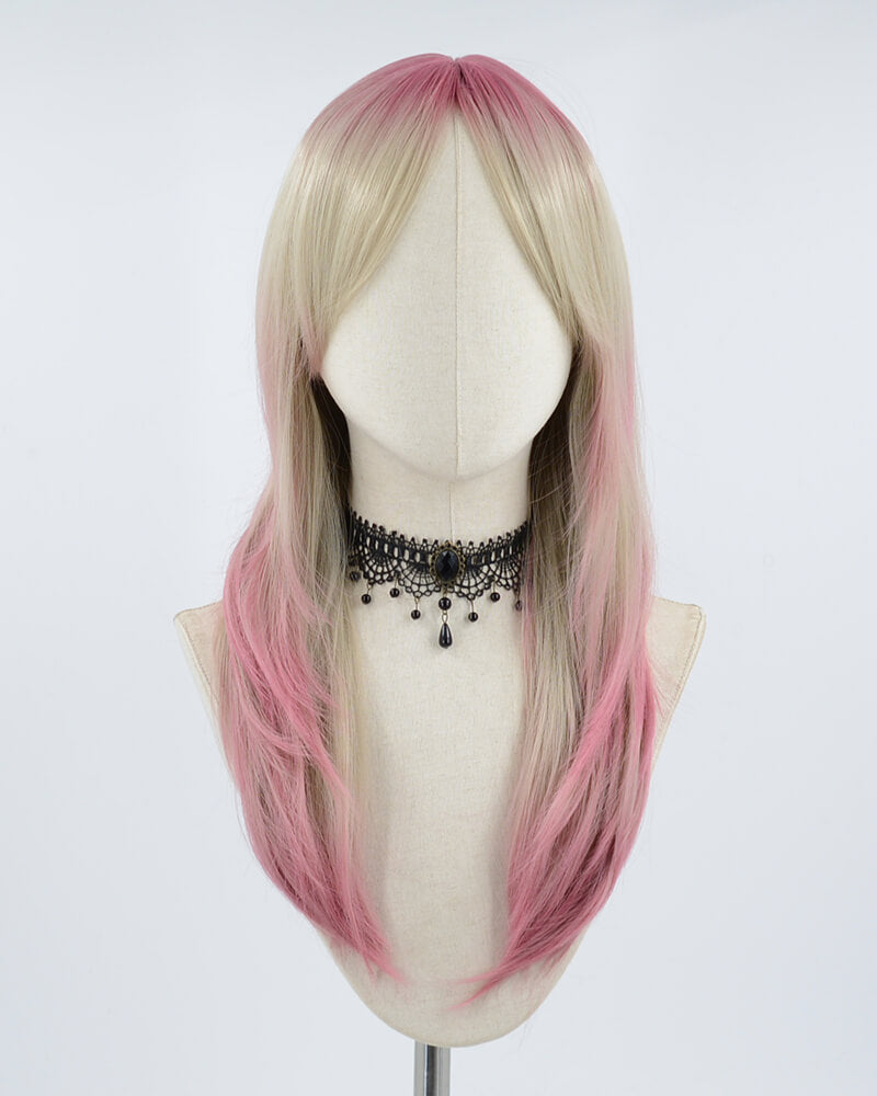 Pink Ombre Grey Synthetic Wig HW231