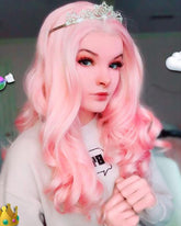 Pink Wavy Synthetic Lace Front Wig WW013