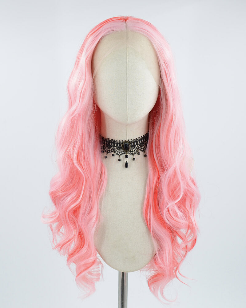 New Pink Synthetic Lace Front Wig WW491