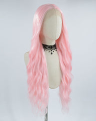 Long Pink Curly Synthetic Lace Front Wig WW389