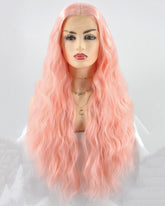 Pink Curly Synthetic Lace Front Wig WW220