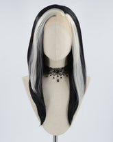 Blonde Streaked Black Synthetic Lace Front Wig WW292