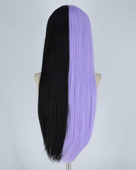 Half Purple Half Black Synthetic Lace Front Wig HW123