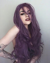 Long Purple Synthetic Lace Front Wigs WT004