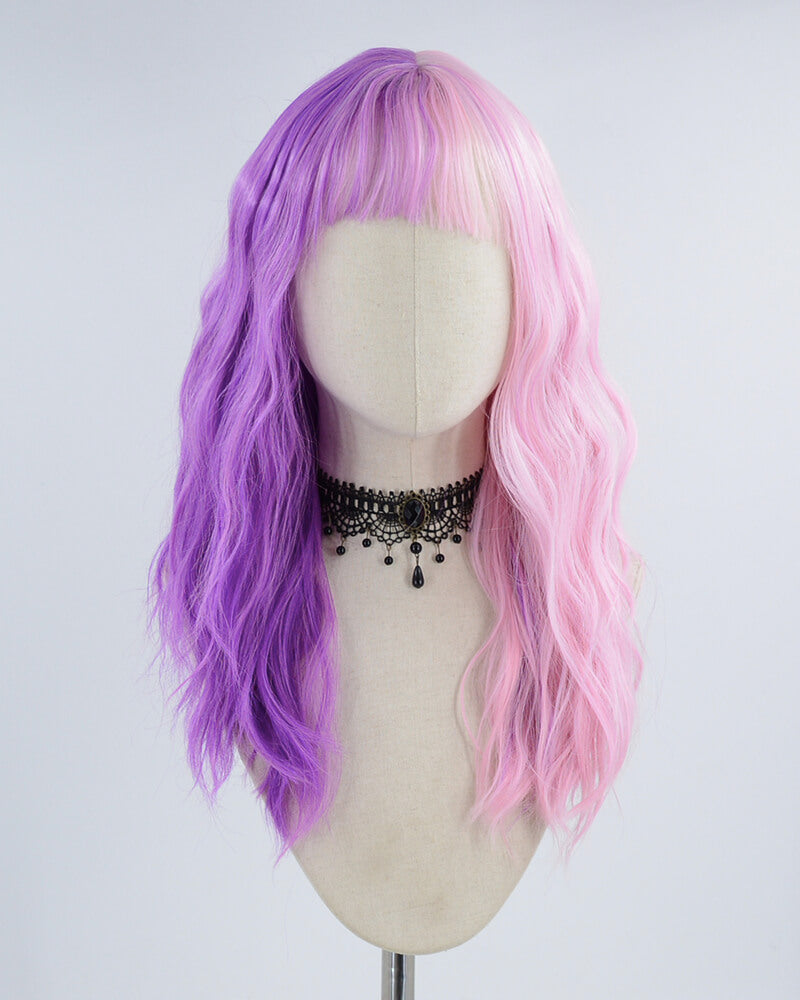 Half Pink Half Purple synthetic Wig HW205