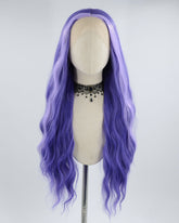 Purple Streaked Long Synthetic Lace Front Wig WW417