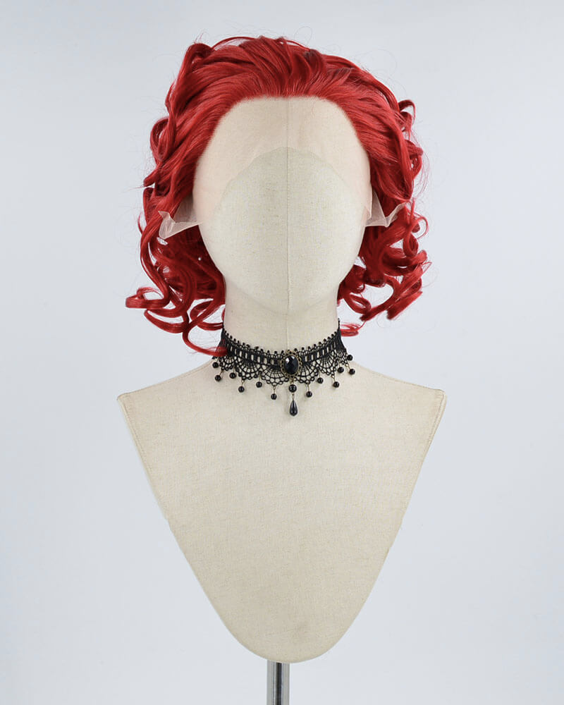 Red Short Curly Synthetic Lace Front Wig WW424