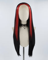 Red Streaked Black Synthetic Lace Front Wig WW337