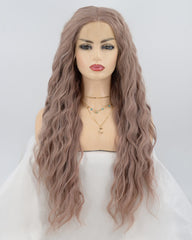Dusty Rose Gold Curly Synthetic Lace Front Wig WT116