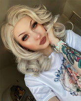 Grey Wavy Short Synthetic Lace Front Wig WW111