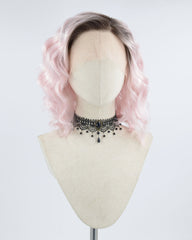 Ombre Pink Short Curly Synthetic Lace Front Wig WW365
