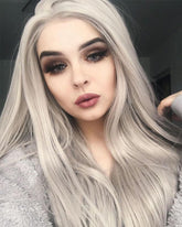 Straight Long Gray Synthetic Lace Front Wigs WT005