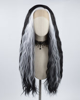 White Skunk Stripe Black Synthetic Lace Front Wig WW500