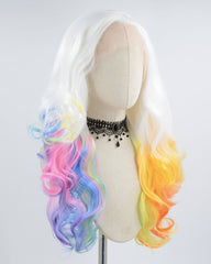White Ombre Wavy Synthetic Lace Front Wig WW438