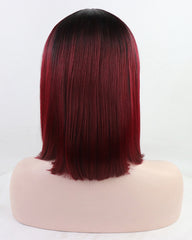 Red Short Synthetic Lace Front Wig With Bangs WW072