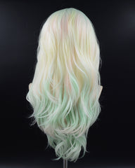 Mixed Color Green Yellow Pink Synthetic Lace Front Wig WW459