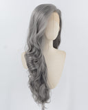 Grey Long Wavy Synthetic Lace Front Wig WW927