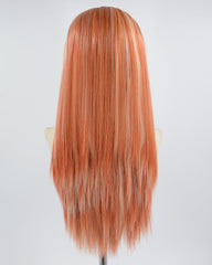 Blonde Streaked Cooper Red Synthetic Lace Front Wig WW499