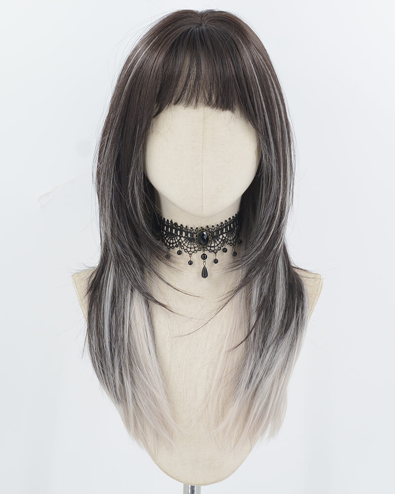 Black Grey Synthetic Wig HW748